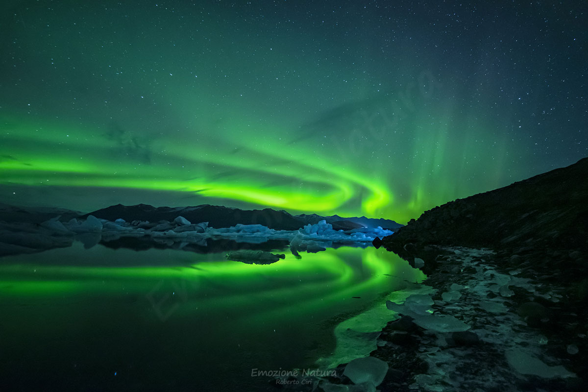 Aurora boreale Jokullsarlon