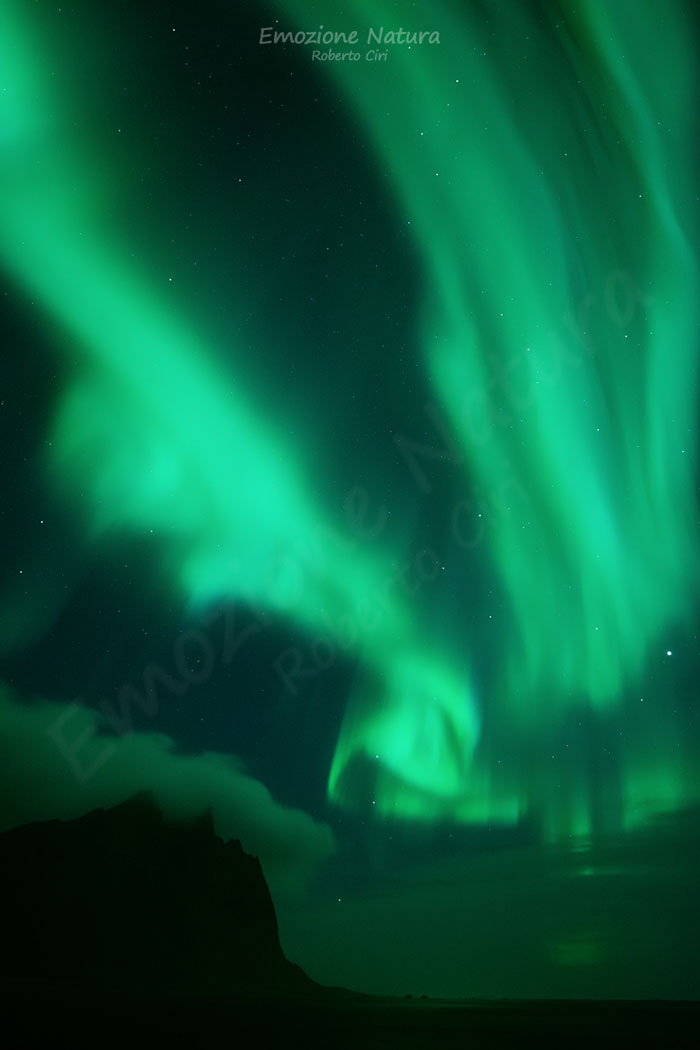 Aurora boreale Vestrahorn