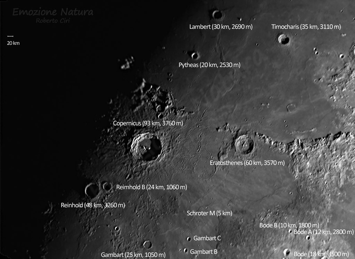 Crateri nell'area di Copernicus